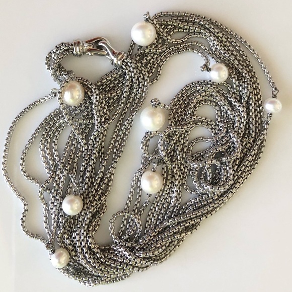 David Yurman Four Row Chain Necklace with Pearls - Picture 13 of 16
